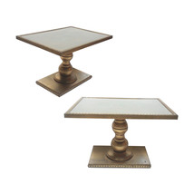 Vintage Italian Style Giltwood Eglomise Mirrored Top Side Tables-A Pair - $1,385.00