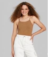 Women&#39;s Large Spaghetti Strap Cognac Bodysuit - Wild Fable - $14.06 CAD