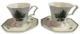 Set of 2 Nikko Classical Collection Christmas Tree Tea Coffee Cups Saucer Japan - £25.11 GBP