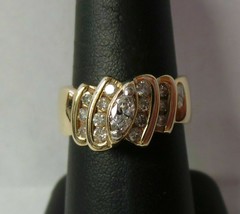 2Ct Marquise Künstlicher Diamant Damen Versprechen Ring 14K Gelbgold Versilbert - £132.70 GBP