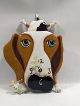 Allen Designs Clock Buckley Hound Dog w  Tongue Pendulum Polyresin 15.25”H - £33.29 GBP