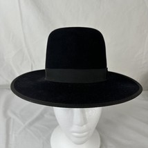Wright 7X Fedora Sz 6 1/2 100% Genuine Fur Felt Custom Amish Wide Brim Hat Black - £158.21 GBP