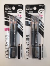 2 Packs CoverGirl Easy Breezy Brow Pencils #500 BLACK NOIR New - £7.86 GBP