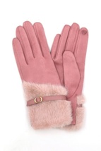   Faux Fur And Strap Cuff Smart Touch Gloves. - $25.75