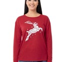 Women&#39;s Long Sleeve Christmas Waffle Graphic Tee Reindeer Size XL (16-18... - £14.94 GBP