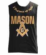 MASON SLEEVELESS TEE Freemason T-Shirt 3 Degrees of The Light - £19.47 GBP