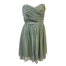 J.Crew Womens A Line Dress Green Silk Strapless Sweetheart Zip Ruched Chiffon 2P - £28.74 GBP