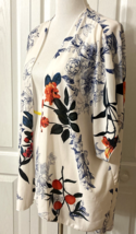Kimono I Joah Premium Sz M White Colorful Floral Print Open Front Lightw... - £10.29 GBP