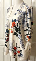 Kimono I Joah Premium Sz M White Colorful Floral Print Open Front Lightw... - £10.12 GBP