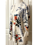Kimono I Joah Premium Sz M White Colorful Floral Print Open Front Lightw... - £10.12 GBP