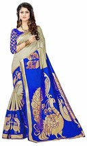 Women&#39;s Cotton Silk Saree With Unstitched Blouse Piece Bollywood Trinational   - £15.18 GBP