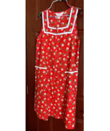 Zipper front with pockets red white floral pattern sleeveless house dress - $24.70