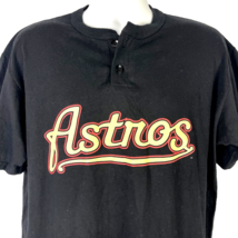 Houston Astros Retro Logo Baseball Majestic Henley T-Shirt Jersey size L... - £22.87 GBP
