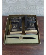 Vintage Windsor Grandfather Clock Ceramic Porcelain Bookend Desk Set Bla... - $18.69