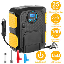 Portable Tire Inflator Car Electric Air Compressor w/LCD Auto Off 12V 150 PSI - £50.35 GBP
