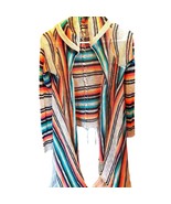 Rue21 Women&#39;s Open Front Hooded Cardigan Sweater Multicolor Stripe Long ... - $218.11 MXN