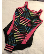 Justice Active Yth Girl&#39;s Sz. 12 Blk Abstract 1 Piece Swimsuit Gymnastic... - $32.49 CAD
