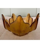 Lotus Bowl Candy Dish Mid Century Modern Deep Textured Amber Glass - €19,80 EUR