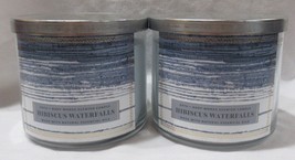 Bath &amp; Body Works 3-wick Scented Candle Lot Set Of 2 Hibiscus Waterfalls - £53.91 GBP
