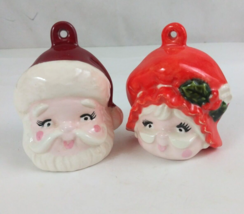 Vintage Santa &amp; Mrs. Claus Head Face 3&quot; Christmas Ornaments - $9.89