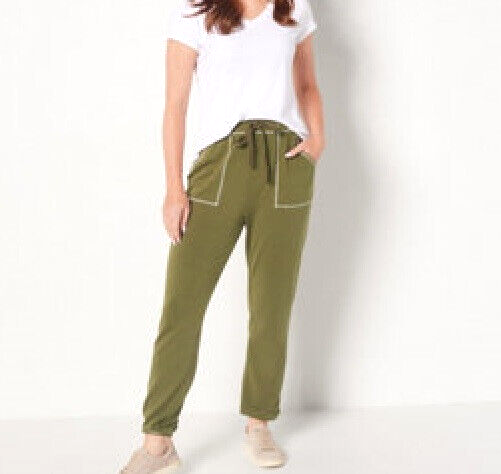 Primary image for Truth + Style French Terry Pull-on Jogger Pants- Olive, Petite X-Large