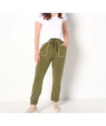 Truth + Style French Terry Pull-on Jogger Pants- Olive, Petite X-Large - £18.04 GBP
