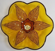 Anchor Hocking Bowl Vintage Renaissance Amber Brown Glass Beaded Scalloped - £8.60 GBP