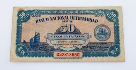 1946 Banco Nacional Ultramarino Macau 50 Avos Nota Recoger #38 Muy Fina ... - $51.98