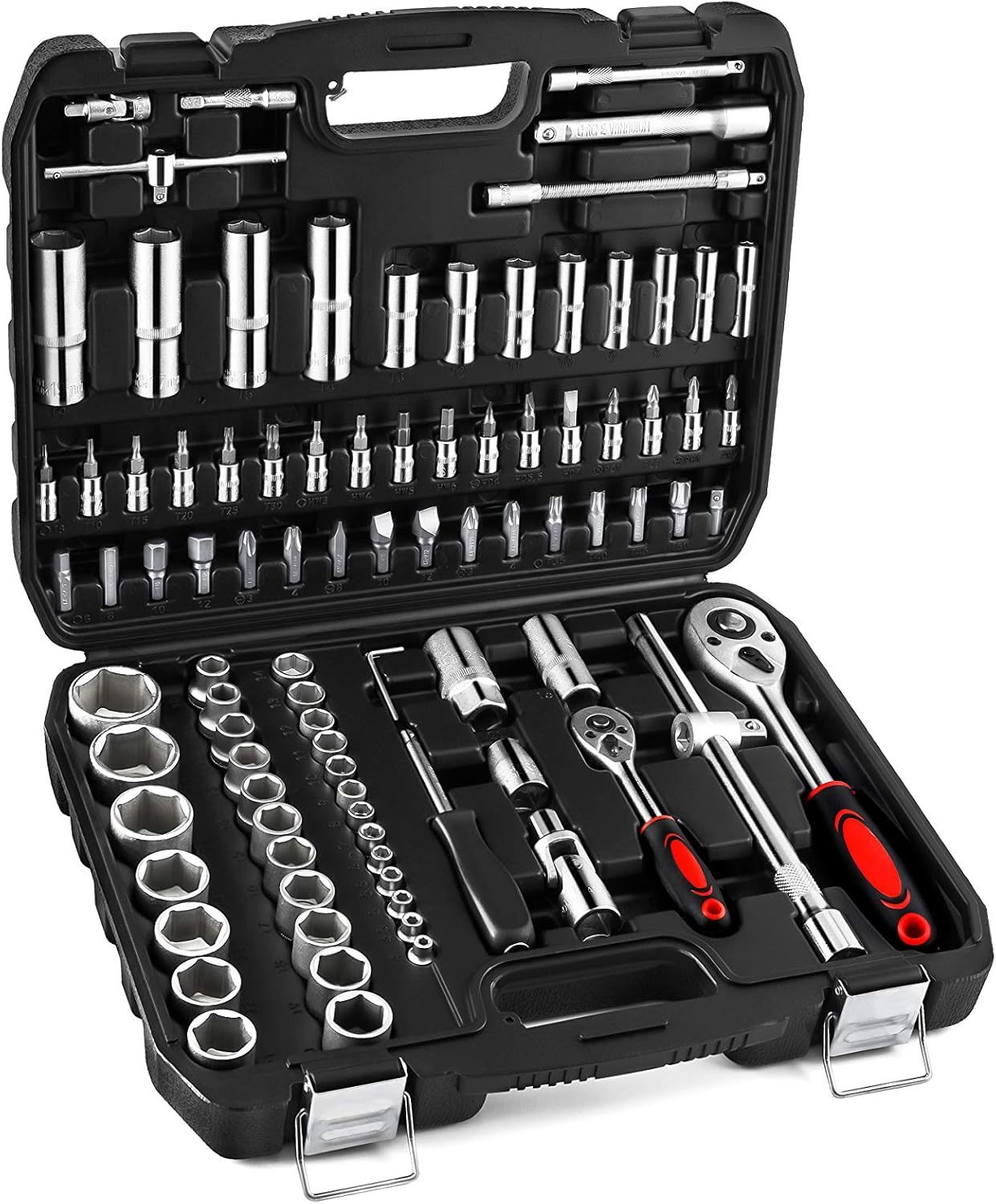 Xhtt 94 Piece Tools For Mechanics,Metric And Standard 1/4,1/2 Socket Set... - $72.41