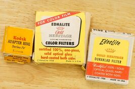 Vintage KODAK Ednalite Glass Filter Photography Lot Chrome Series 4 Adap... - $12.86