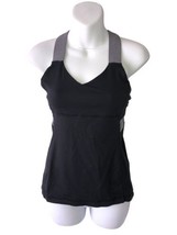 Lululemon Sz 6 Black Accent Criss Cross Back Tank Top - £18.76 GBP