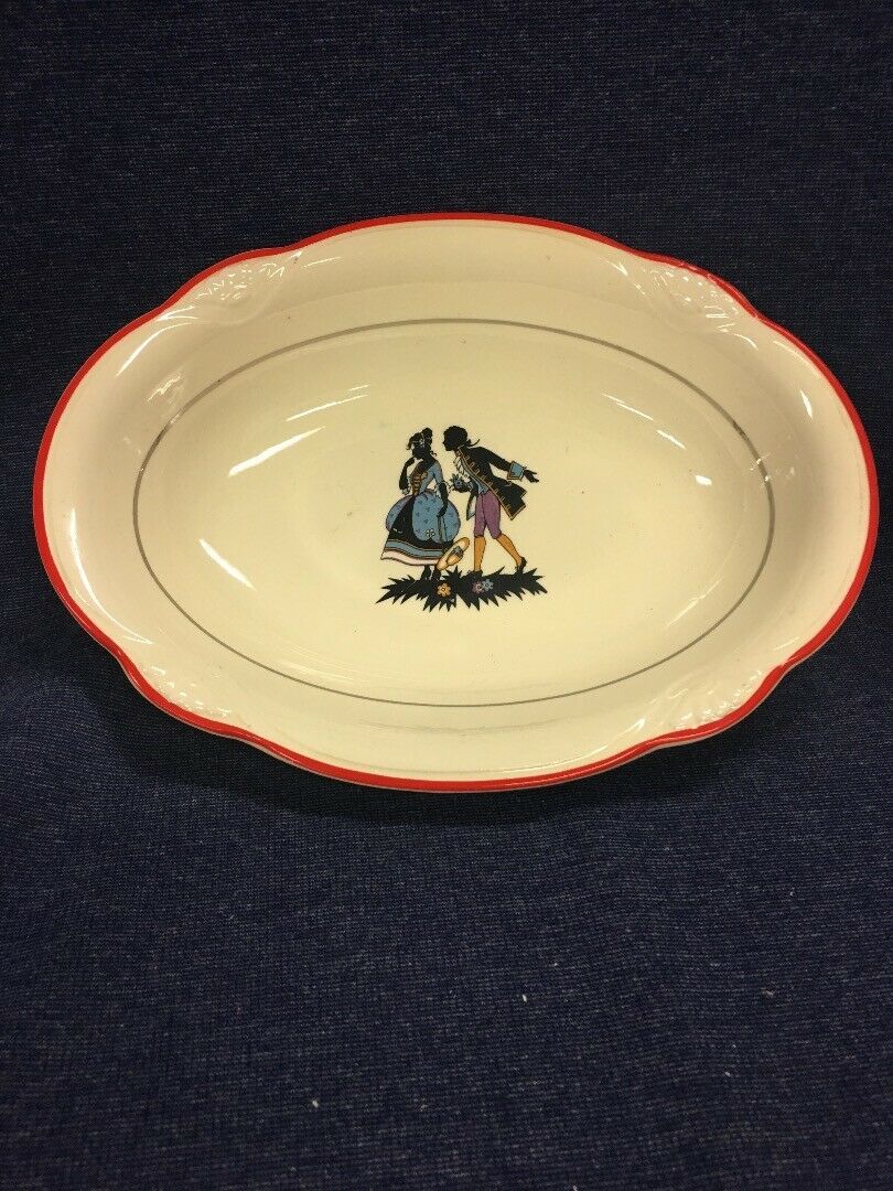 Oval serving dish VINTAGE HOMER LAUGHLIN Courting Couple  USA 1930's Porcelain - £48.49 GBP