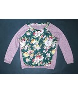 Miracle City Lightweight Pink Speckled Sweater Top w Sheer Floral Front S/M - £7.78 GBP