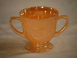 Peach Lustre Laurel Footed Sugar Bowl Anchor Hocking Fire King Carnival Glass - £11.63 GBP
