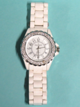 Peugeot Women’s White Acrylic Bracelet White Dial Crystal Watch 7055 - $12.41 CAD