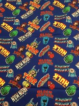 Marvel Superheroes Toss Cotton Fabric on Blue Background 1/2 yd - £3.69 GBP