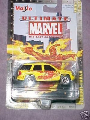 Ultimate Marvel 1:64 Scale Human Torch Yellow Chevy Trailblazer Die Cast Truck M - $40.00