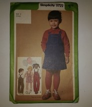 Simplicity 9722 Size 4 Overalls In Two Lengths Jumper - $12.86