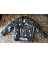Kids Leather Jacket Motor Cycle Jacket Black Leather Jacket Size 2 - £117.27 GBP