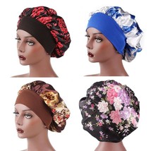 4 Pcs-pack Women Night Sleep Caps Hair Care Bonnet Hats Head Cover Silk Caps - £11.87 GBP