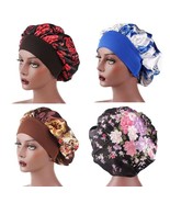 4 Pcs-pack Women Night Sleep Caps Hair Care Bonnet Hats Head Cover Silk ... - £11.78 GBP