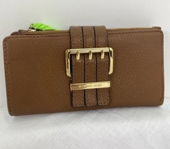 Michael Kors Wallet Gansevoort Brown Leather Buckles Flap Snap W18 - £71.21 GBP
