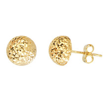 14kt Yellow Gold Half Textured Etched 7.5 mmBall Stud Earrings - £110.61 GBP