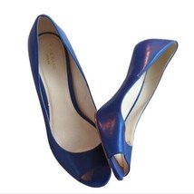 Cole Haan Blue Lena Open Toed Cork Wedge Heeled Shoes Pumps Size 10 - £52.39 GBP