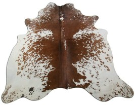Speckled Cowhide Rug Size: 6.3&#39; X 5.7&#39; Brown/White Cowhide Rug C-1181 - £154.93 GBP