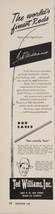 1954 Print Ad Ted Williams Inc Balanced Fishing Rods &amp; Cases Miami,Florida - £12.62 GBP