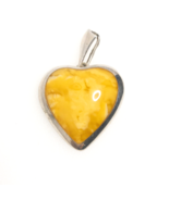 Butterscotch Amber Puffy Heart Pendant Sterling Silver Bail Unmarked Unb... - $1,565.56 MXN