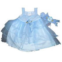 Bebemonde Baby Girl Blue Sleeveless Chiffon Floral Dress 12 Months Lace ... - $361.35 MXN