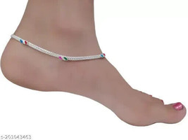 Ring Linked Pure Silver Platted Anklet Guaranteed Long Life Silver Payal Pajebee - £11.40 GBP
