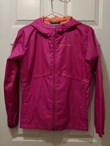 Columbia Rain Windbreaker Jacket Full Zipper Hooded Girls Youth Pink Sz L 14/16 - £15.27 GBP